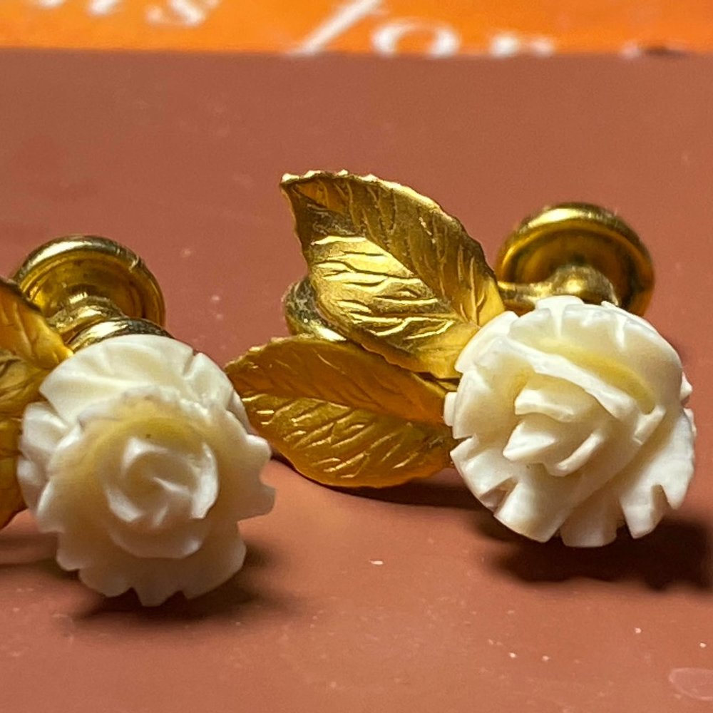 gold and ivory earrings